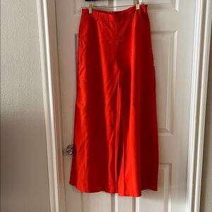 Chic Red Wide Leg Women's Pants